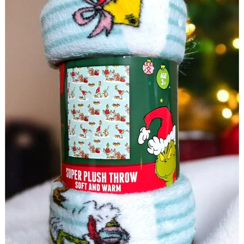 New Grinch Plush Kids Throw Blanket Max Dog Cindy Lou Holiday Christmas Gift